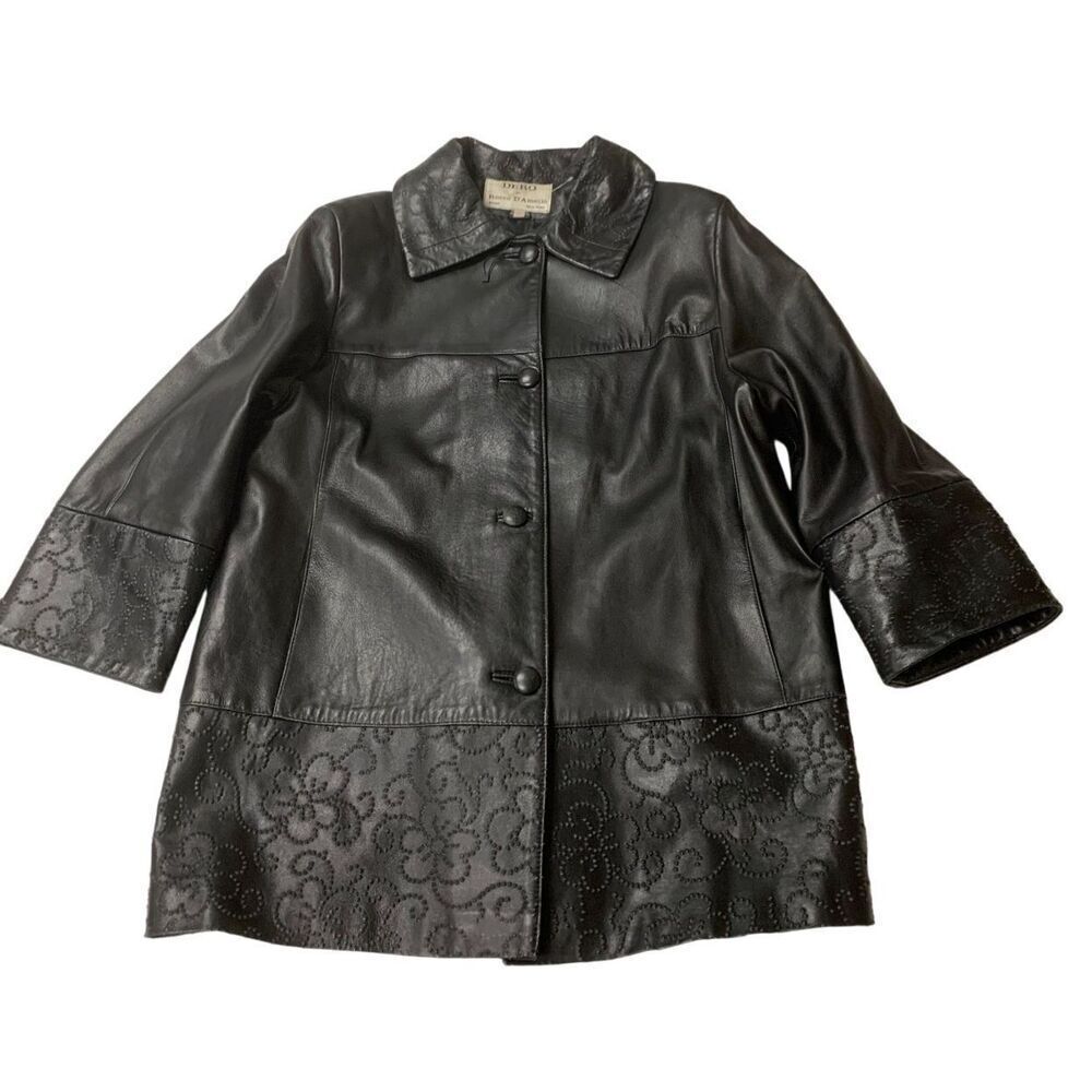 Vintage Embossed Leather Detail Jacket